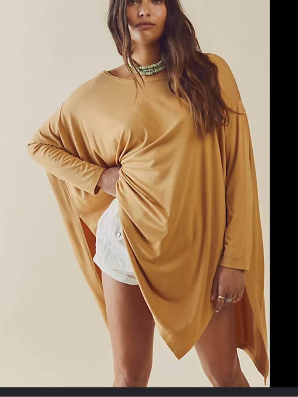 Free People Big Dipper Tee Oversized Long Sleeve Slouchy Tunic Mini Med/Large